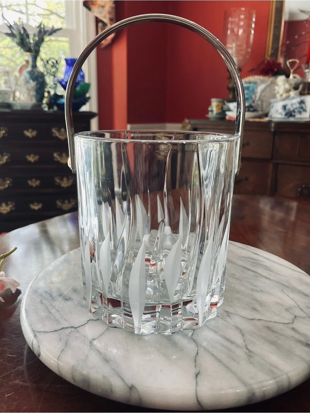 Mikasa Crystal Flame D'Amore Ice Bucket with Silver Handle Slovenia